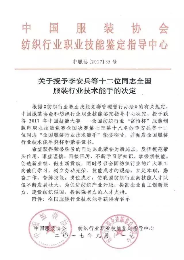 全國紡織行業“富怡杯”服裝制版師職業技能競賽獲獎名單揭曉!